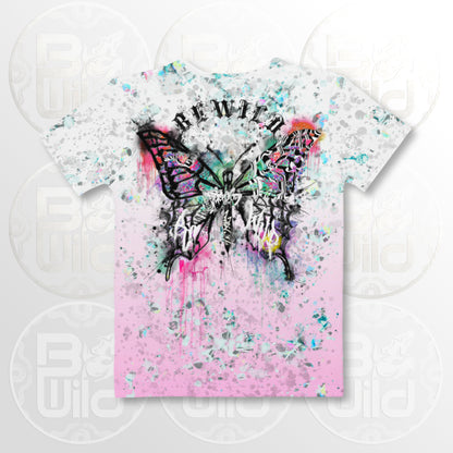 'Graffiti Butterfly' T-shirt - Pink Gradient