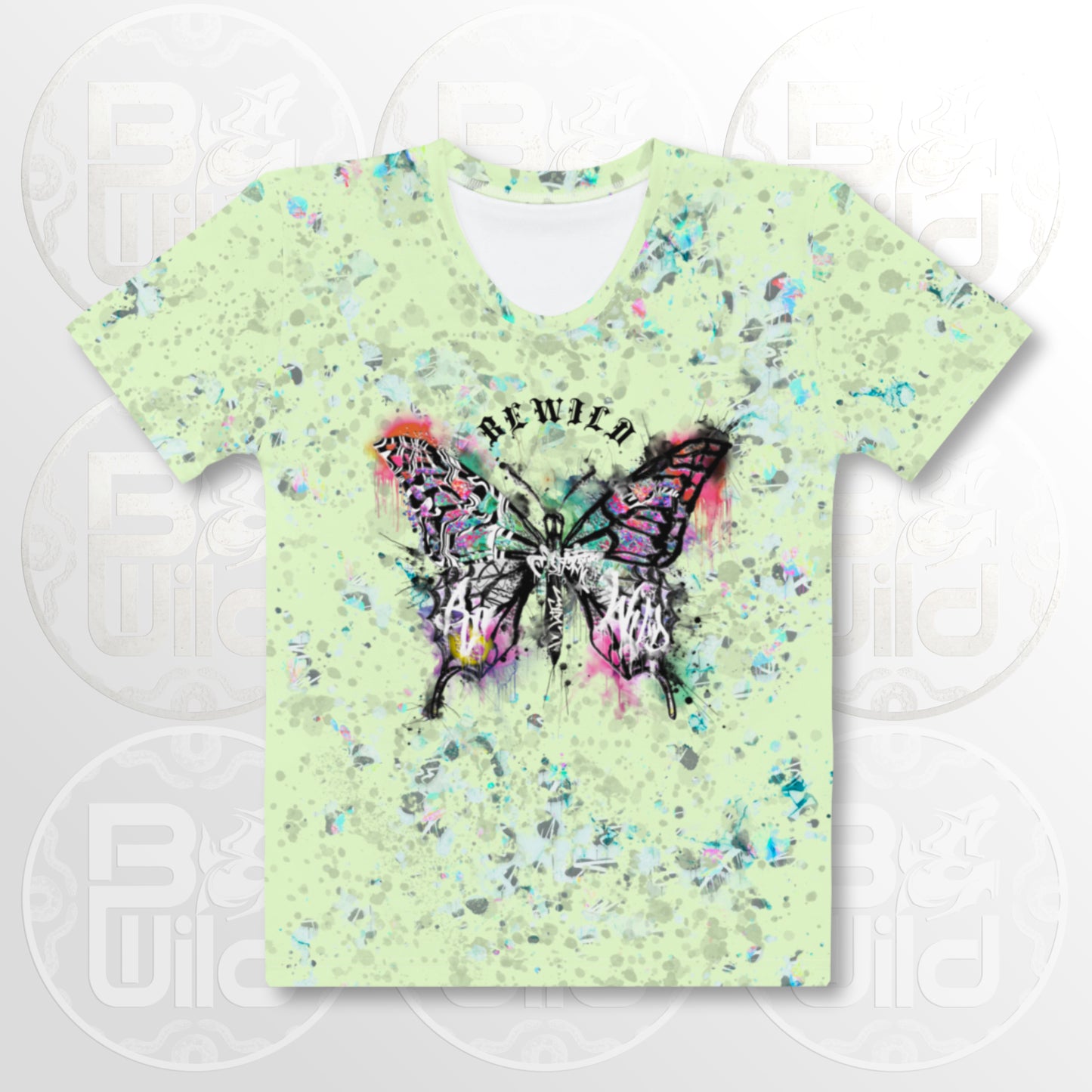 'Graffiti Butterfly' T-shirt - Pistachio