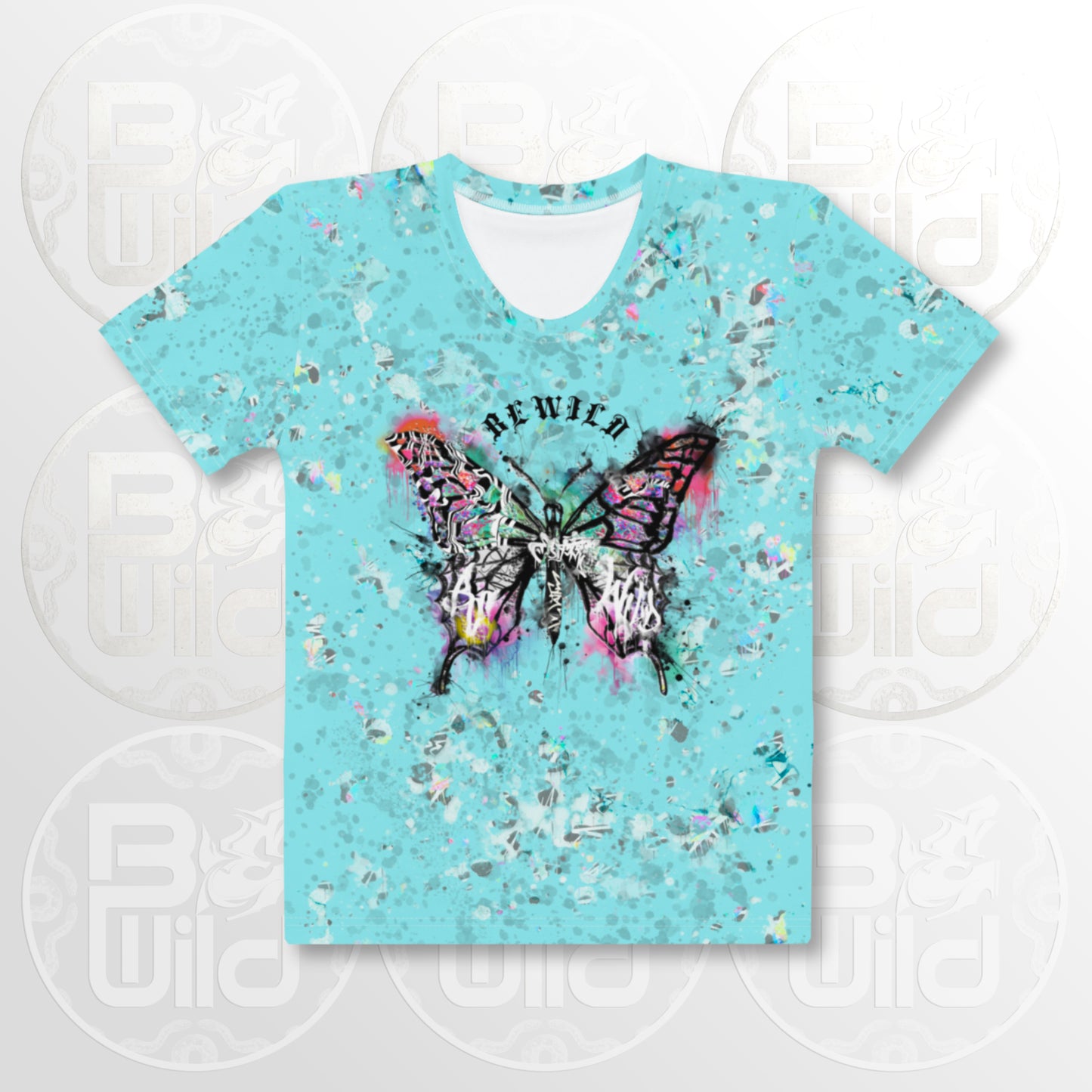 'Graffiti Butterfly' T-shirt - Summer Blue